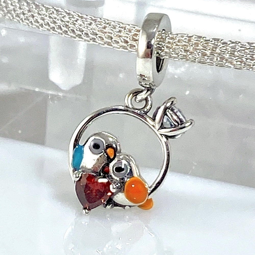 Engagement Ring and Lovebirds Heart Charm